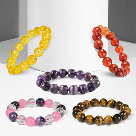 Natural Crystal Stone 12 mm Faceted Beads Bracelet