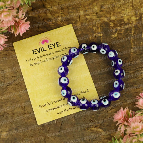 Blue Evil Eye 12 mm Round Bead Bracelet