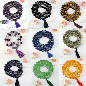 Natural Crystal Stone 12 mm Round Beads Mala for Unisex