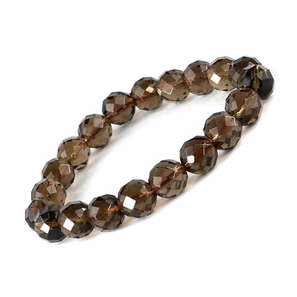 Natural Crystal Stone 10 mm Faceted Bead Bracelet for Unisex