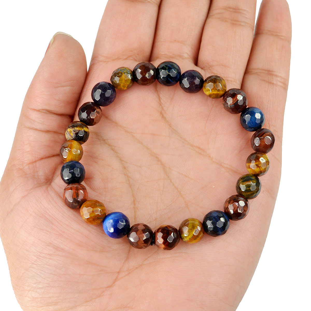 Multi Tiger Eye Faceted Crystal Bracelet | Natural Healing Gemstone Bracelet for Strength & Clarity