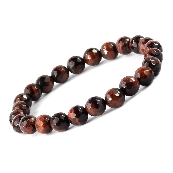 Natural Crystal Stone 8 mm Faceted Bead Bracelet for Unisex
