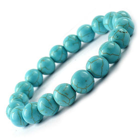 Turquoise Syn Crystal Bracelet | Natural Healing Gemstone Bracelet for Protection & Communication