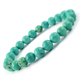 Green Turquoise Synthetic 8 mm Round Bead Bracelet