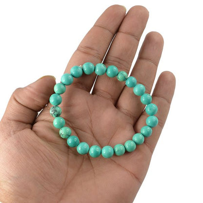 Tourquise Green 8 mm Round Synthetic Bead Bracelet