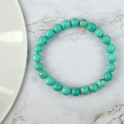 Tourquise Green 8 mm Round Synthetic Bead Bracelet