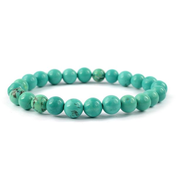 Tourquise Green 8 mm Round Synthetic Bead Bracelet