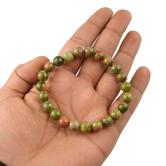 Unakite 8 mm Round Bead Bracelet