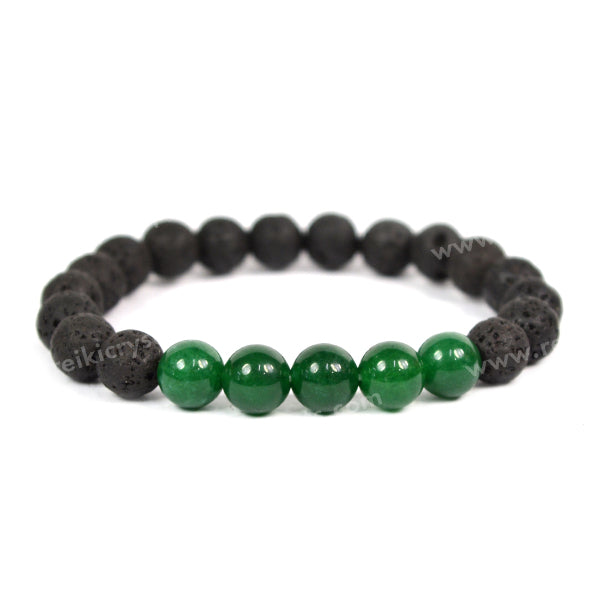 Green Aventurine With Lava 8mm Beads Bracelet Energized By Reiki Grand Master