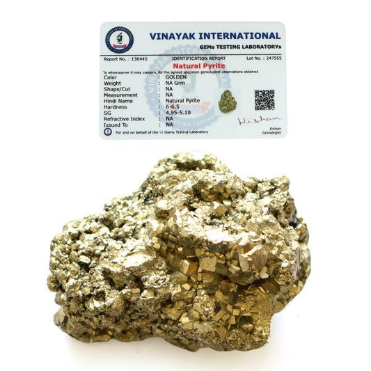 Certified Natural Pyrite Raw / Rough Cluster / Peru Pyrite for Healing / Vastu / Gifts / Wealth, Attracts Business Luck-175 gram
