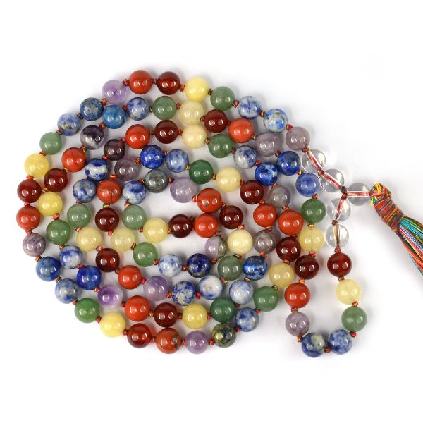 Natural Crystal Stone 8 mm 108 Round Beads Mala for Unisex