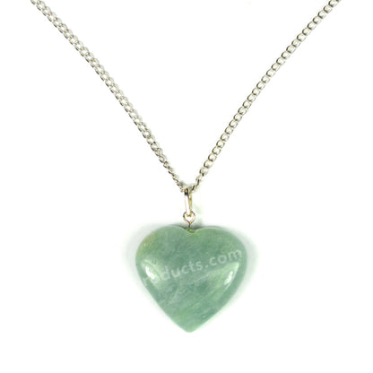 Amazonite Heart Shape Pendant Size 25-30 mm with Metal Chain