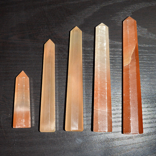 Orange Selenite Crystal Pencil / Obelisks