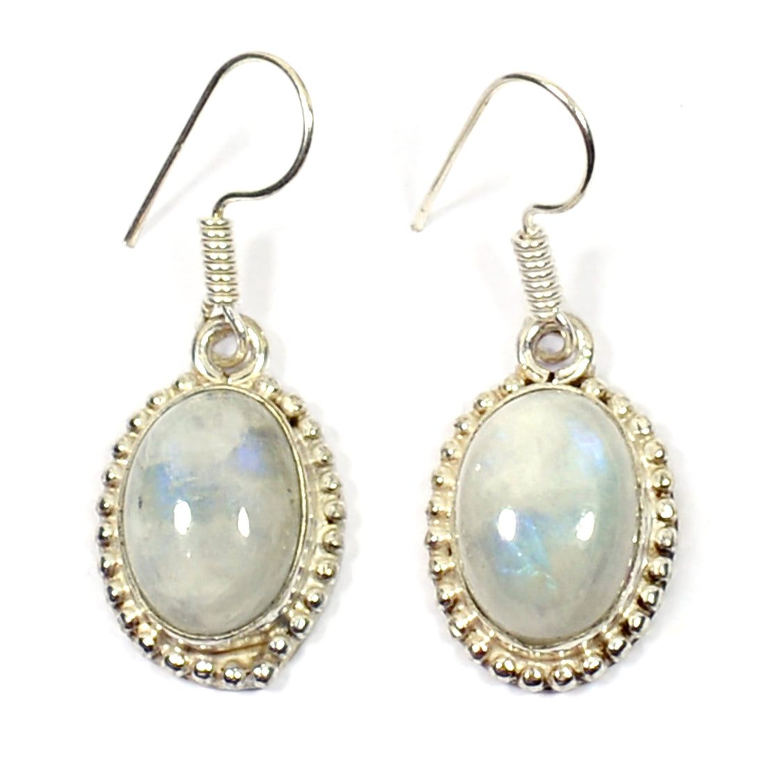 Rainbow Moonstone Crystal Stone Oval Shape Earring