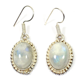 Natural Rainbow Moonstone Oval Earrings for Women Reiki Charged