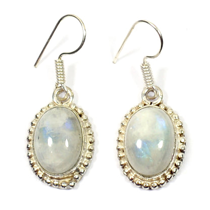 Rainbow Moonstone Crystal Stone Oval Shape Earring