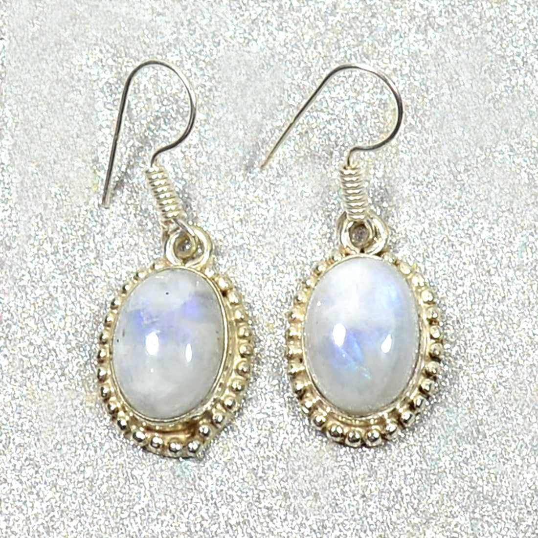 Rainbow Moonstone Crystal Stone Oval Shape Earring