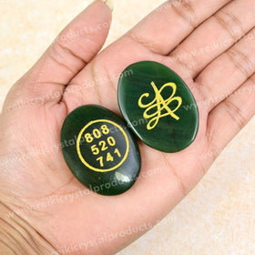 Zibu Symbol Money Switch Word Green Aventurine Cabochon Pack of 2