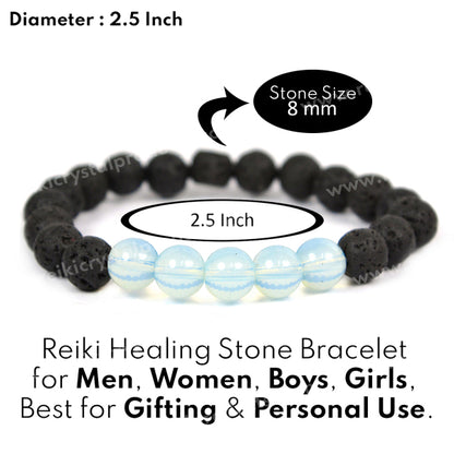 Opalite With Lava 8mm Beads Bracelet Energized By Reiki Grand Master