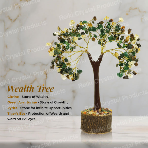Certified Natural Crystal Stone Money Wealth Tree 200 Beads for Decorative Showpiece