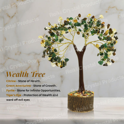 Certified Natural Crystal Stone Money Wealth Tree 200 Beads for Decorative Showpiece