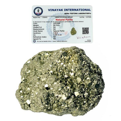 Certified Natural Pyrite Peru Raw Rough for Wealth, Attracts Business Luck