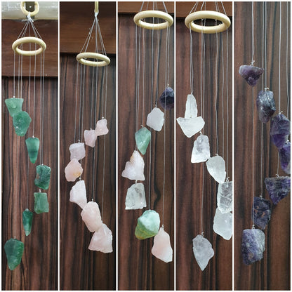 Clear Quartz Raw Rough Agate Wind Chime for Garden Home Decor