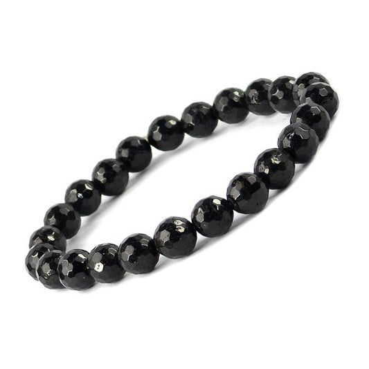 Black Tournaline 8 mm Faected Bracelet