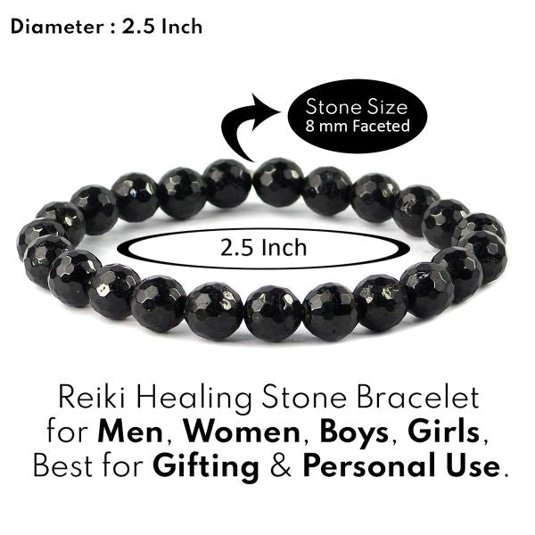 Black Tournaline 8 mm Faected Bracelet