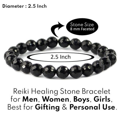 Black Tournaline 8 mm Faected Bracelet