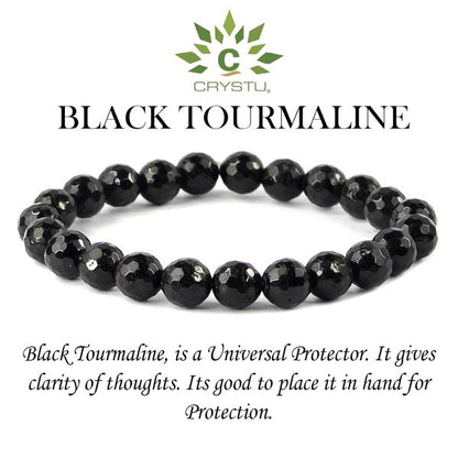 Black Tournaline 8 mm Faected Bracelet