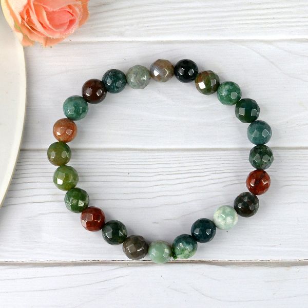 Natural Crystal Stone 8 mm Faceted Bead Bracelet for Unisex