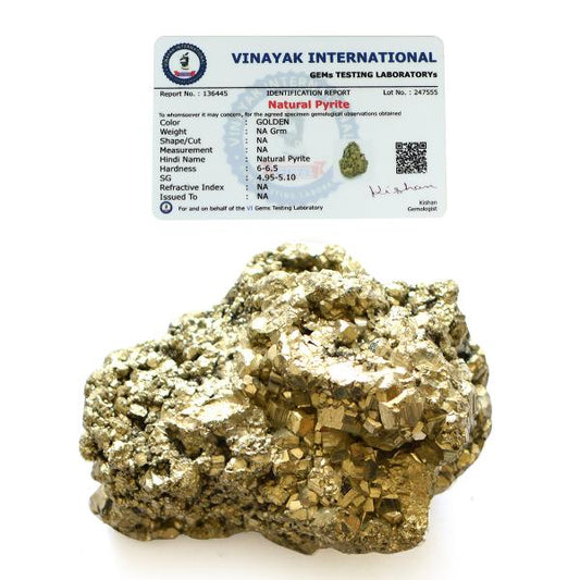 Certified Natural Pyrite Raw / Rough Cluster / Peru Pyrite for Healing / Vastu / Gifts / Wealth, Attracts Business Luck-275 gram