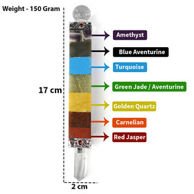 7 Chakra Bonded Crystal Wand 17 cm – Healing Tool for Energy Balance & Spiritual Growth