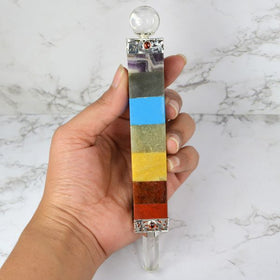 7 Chakra Bonded Crystal Wand 17 cm – Healing Tool for Energy Balance & Spiritual Growth