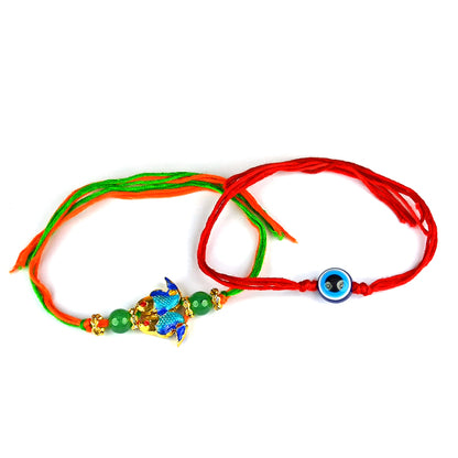 Natural Mix Crystal Stone Fish Charm Band for Brothers 2Pc