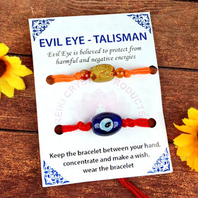Natural Mix Crystal Stone Evil Eye Charm Band for Brothers 2Pc