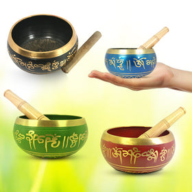 Tibetan Singing Bowl with Wooden Stick 3.5 Inch | Meditation Prayer Bowl for Yoga, Reiki, Music Therapy & Spiritual Practices | 350 Gram