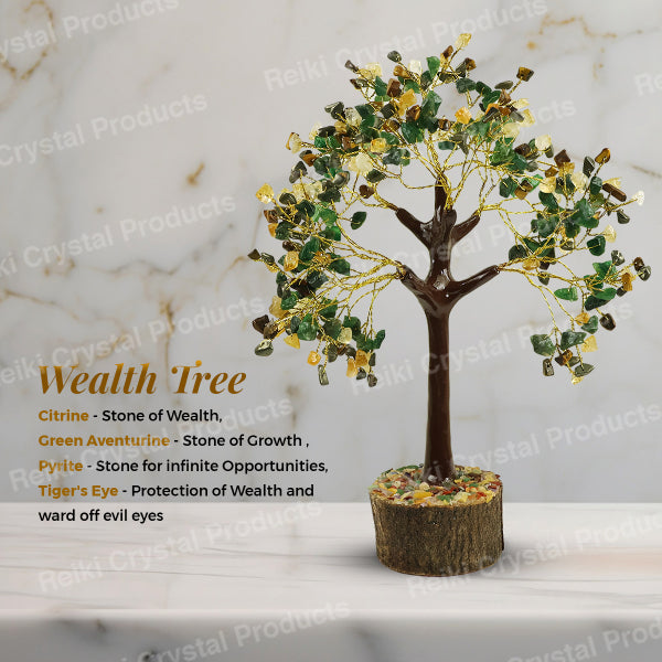 Natural Crystal Stone Money Wealth Tree 300 Chip Beads for Decorative Showpiece