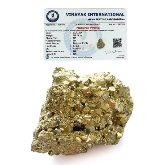 Certified Natural Pyrite Raw / Rough Cluster / Peru Pyrite for Healing / Vastu / Gifts / Wealth, Attracts Business Luck-300 gram