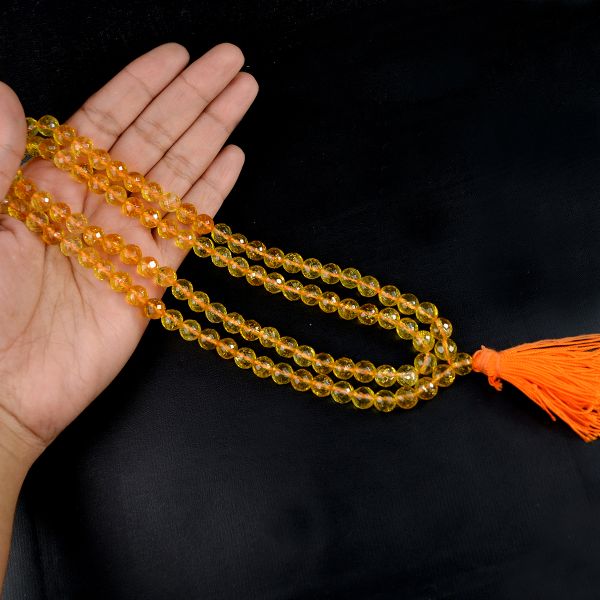 Citrine 8 mm Faceted Bead Mala
