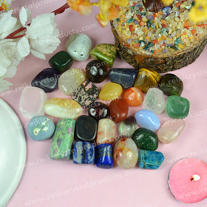 Reiki Crystal Products 30 Chakra Tumble Stones Kit