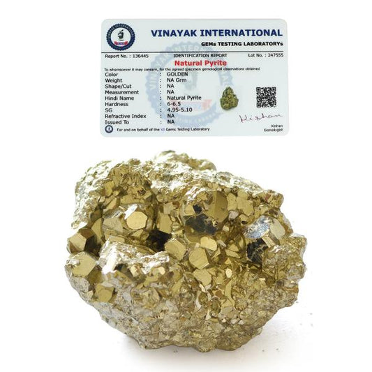 Certified Natural Pyrite Raw / Rough Cluster / Peru Pyrite for Healing / Vastu / Gifts / Wealth, Attracts Business Luck-325 gram