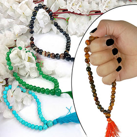 Natural Crystal Stone Tasbeeh Jaap Mala for Prayer 33 Beads 8 mm