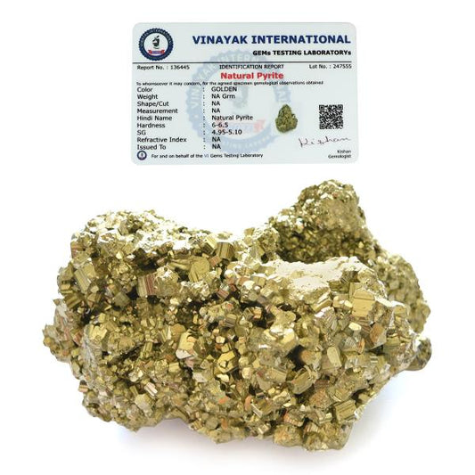 Certified Natural Pyrite Raw / Rough Cluster / Peru Pyrite for Healing / Vastu / Gifts / Wealth, Attracts Business Luck-350 gram