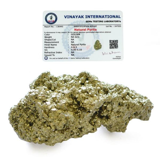 Certified Natural Pyrite Raw / Rough Cluster / Peru Pyrite for Healing / Vastu / Gifts / Wealth, Attracts Business Luck-375 gram