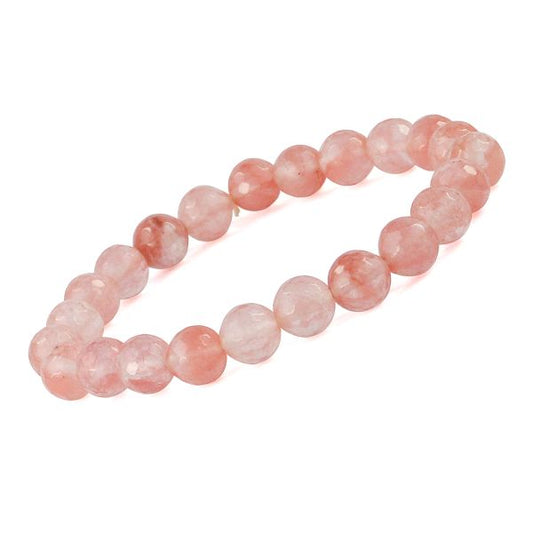 Cherry Quartz 8 mm Faceted Bracelet