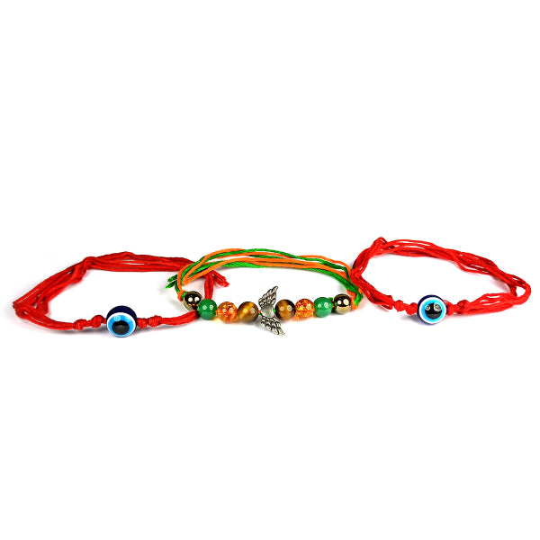 Natural Mix Crystal Stone Butterfly Charm Band for Brothers 3Pc