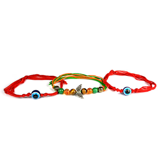 Natural Mix Crystal Stone Butterfly Charm Band for Brothers 3Pc