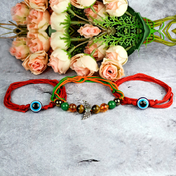 Natural Mix Crystal Stone Butterfly Charm Band for Brothers 3Pc